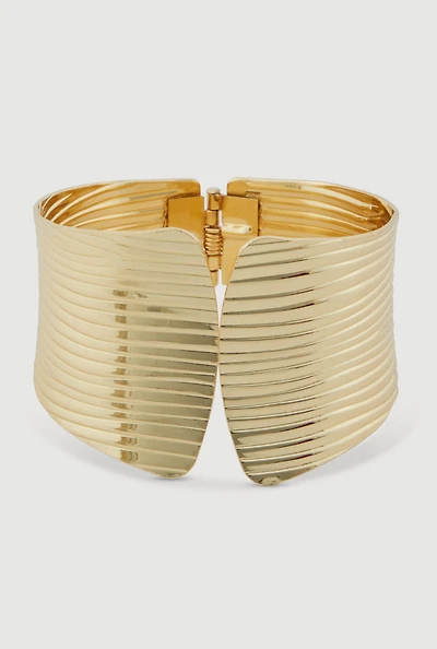 Womens Textured Metallic Cuff Bracelet, Gold