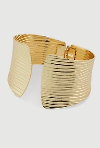 Womens Textured Metallic Cuff Bracelet, Gold