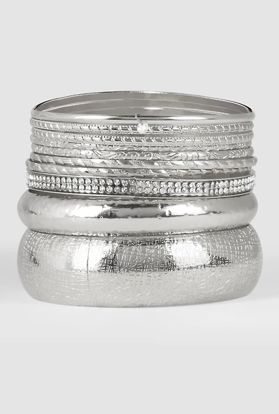 Assorted Textured Bangles Set of 10