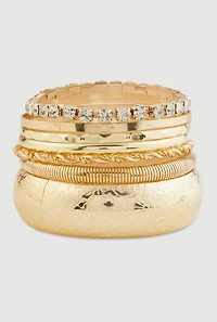 Assorted Metallic Stretch Bracelets and Bangles Set of 7