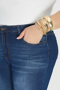 Assorted Metallic Stretch Bracelets and Bangles Set of 7