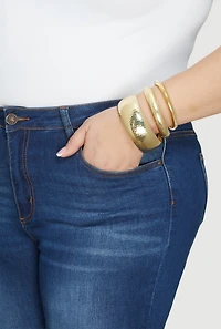 Assorted Metallic Bangles and Stretch Bracelet Set of 3