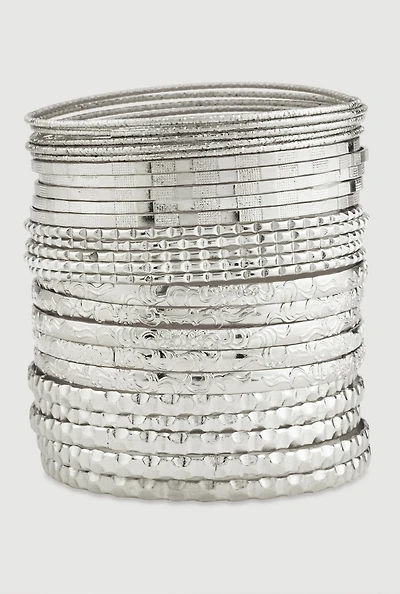 Assorted Textured Metallic Bangles Set of