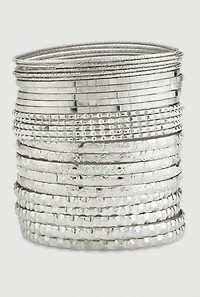 Assorted Textured Metallic Bangles Set of