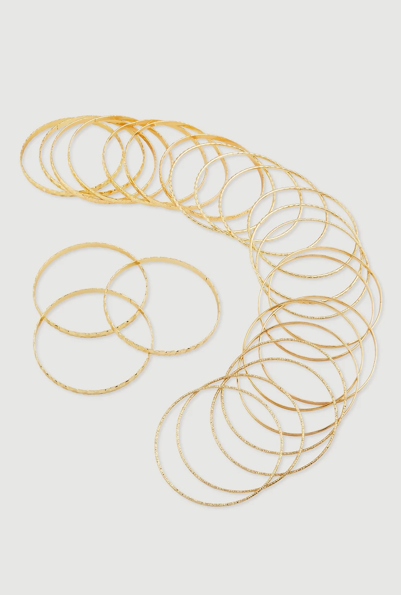 Assorted Textured Metallic Bangles Set of 25