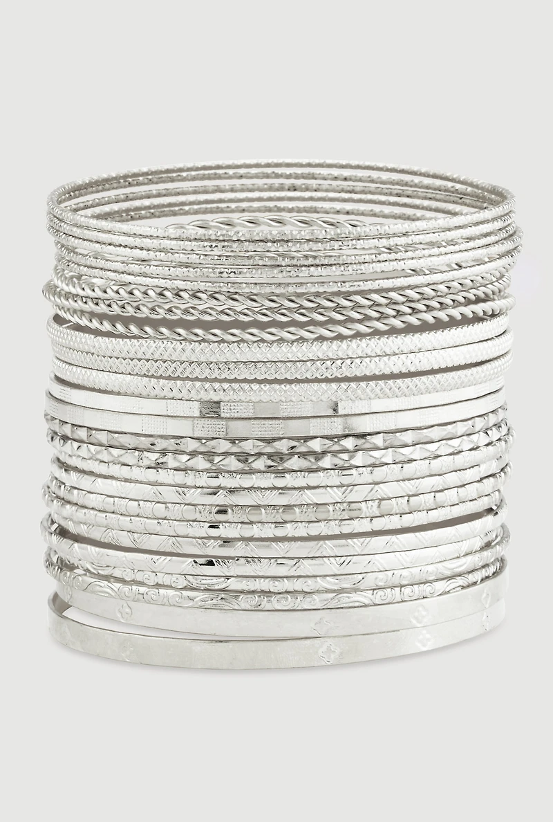 Assorted Metallic Textured Bangles Set of