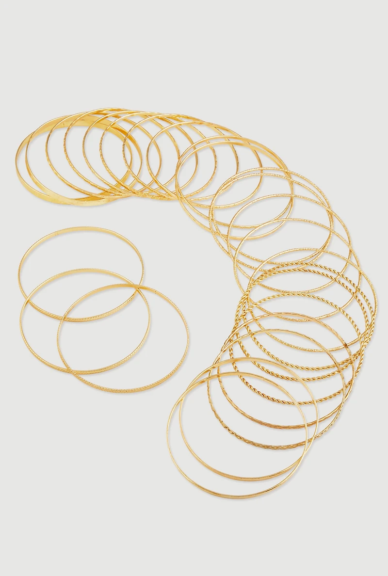Assorted Metallic Textured Bangles Set of 25