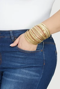 Assorted Metallic Textured Bangles Set of 30