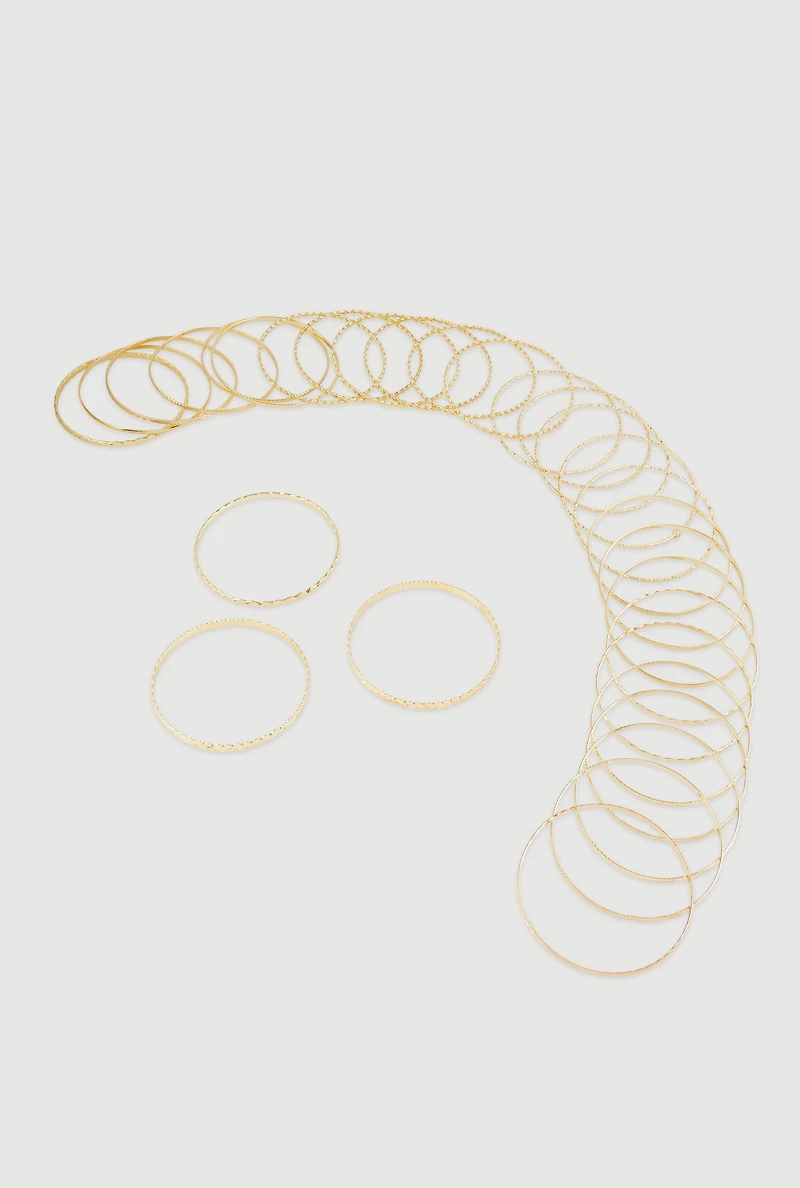 Assorted Metallic Textured Bangles Set of 30