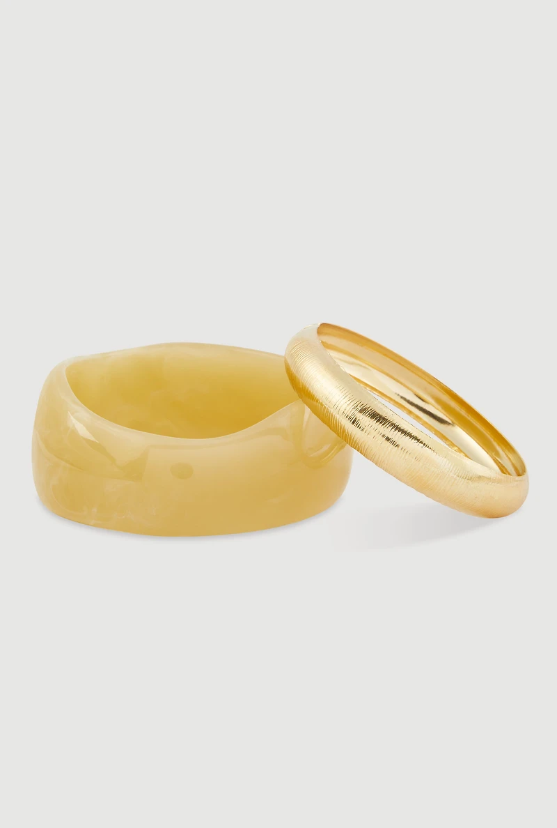 Metallic and Chunky Resin Bangles Set of 2