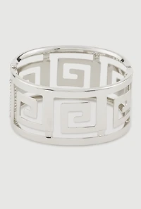 Greek Key Metallic Hinge Cuff Bracelet