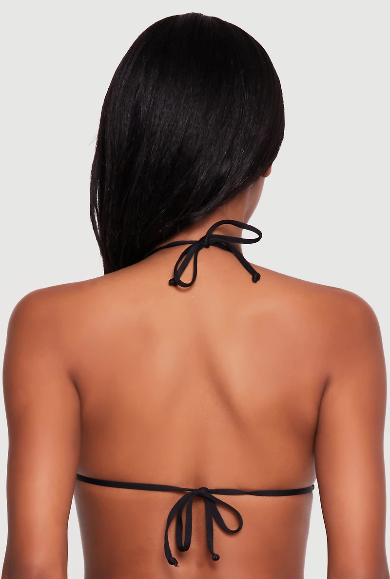 Lemon Graphic Triangle Swim Bikini Top with Charm
