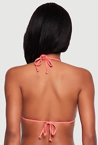 Triangle Swim Bikini Top with Floral Charm