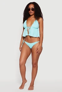 Seahorse Charm Tie Front Lettuce Edge Bikini Top