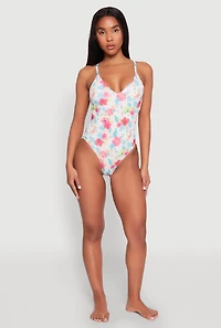Floral Print One Piece Swimsuit