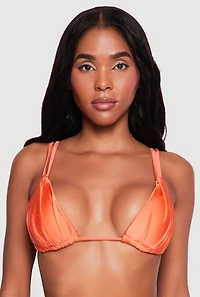 Tie Back Double Strap Triangle Bikini Top with Charms