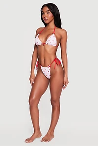 Cherry Gingham Triangle Swim Bikini Top with Charm