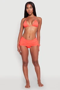 Womens Triangle String Tie Back Swim Bikini Top, Orange, Size S