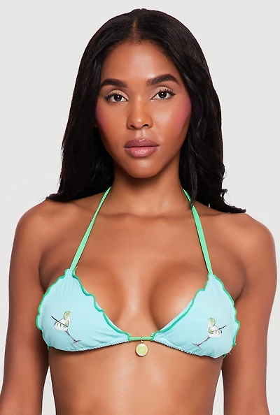 Margarita Graphic Swim Bikini Top with Lime Charm