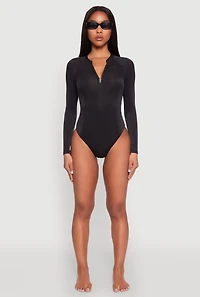 Zip Front Rash Guard One Piece Swimsuit