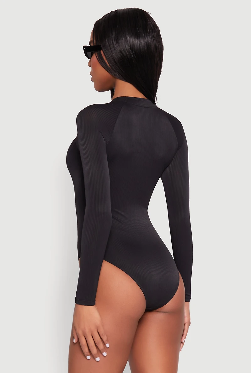 Zip Front Rash Guard One Piece Swimsuit