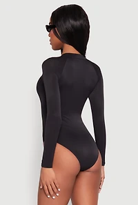 Zip Front Rash Guard One Piece Swimsuit