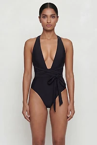 Plunge Cross Back One Piece Swimsuit