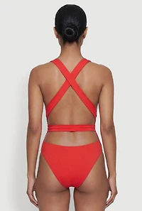 Plunge Cross Back One Piece Swimsuit