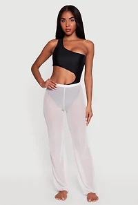 Solid Mesh Swim Cover Up Pants