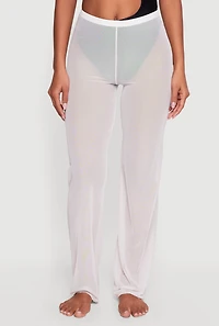 Solid Mesh Swim Cover Up Pants