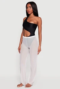 Solid Mesh Swim Cover Up Pants
