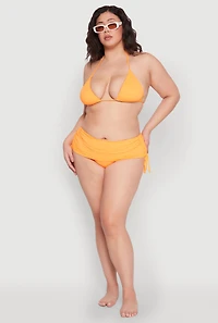 Womens Plus Size Drawstring Side Swim Skirt, Orange, Size 1X