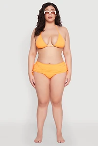 Womens Plus Size Drawstring Side Swim Skirt, Orange, Size 2X