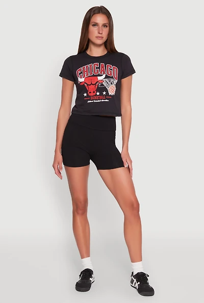 Womens NBA Chicago Bulls Crop Top, Black, Size S