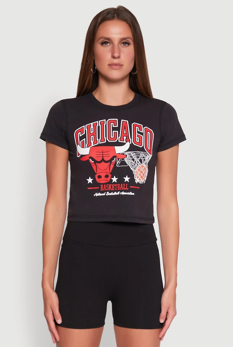 Womens NBA Chicago Bulls Crop Top, Black,