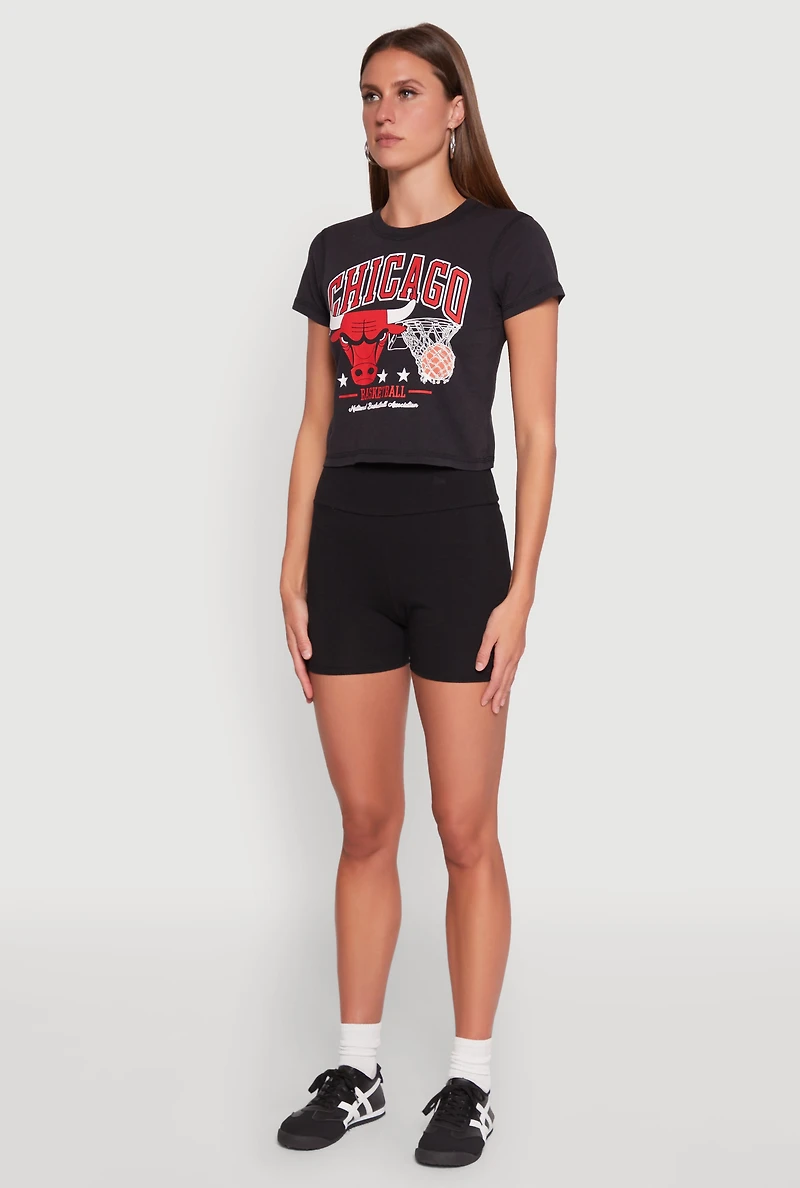 Womens NBA Chicago Bulls Crop Top, Black,