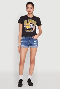 Womens NBA Los Angeles Lakers Cropped Tee, Black, Size L