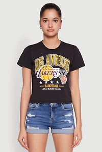 Womens NBA Los Angeles Lakers Cropped Tee, Black, Size L