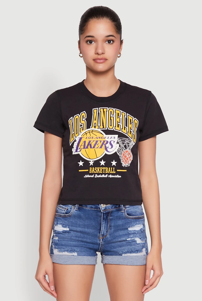 Womens NBA Los Angeles Lakers Cropped Tee, Black, Size S