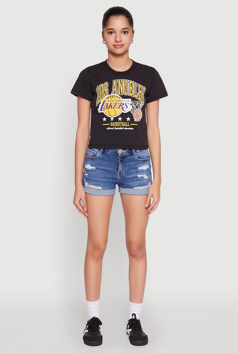 Womens NBA Los Angeles Lakers Cropped Tee, Black, Size S