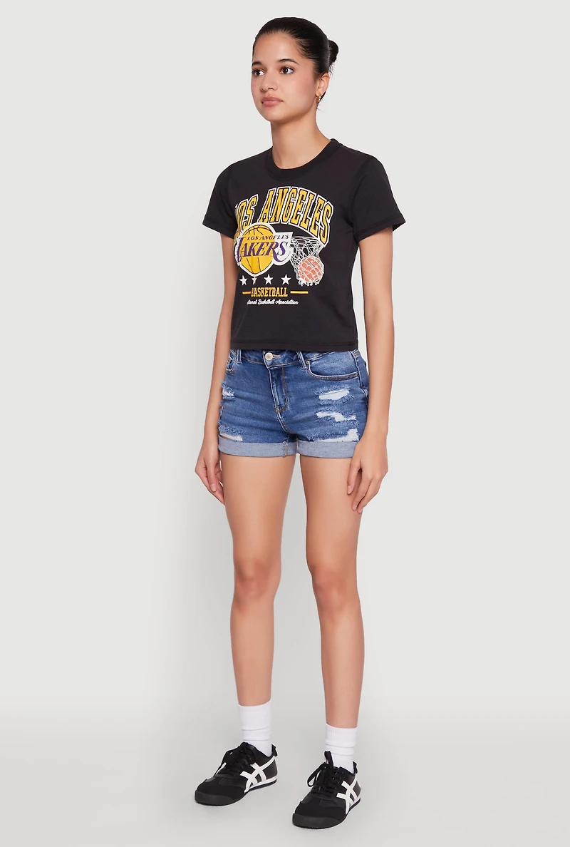 Womens NBA Los Angeles Lakers Cropped Tee, Black, Size S