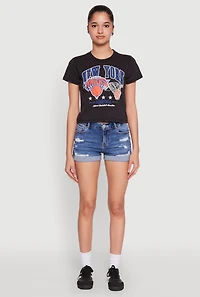 Womens NBA New York Knicks Cropped Tee, Black, Size XL