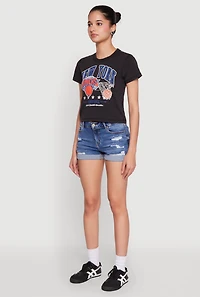 Womens NBA New York Knicks Cropped Tee, Black, Size XL