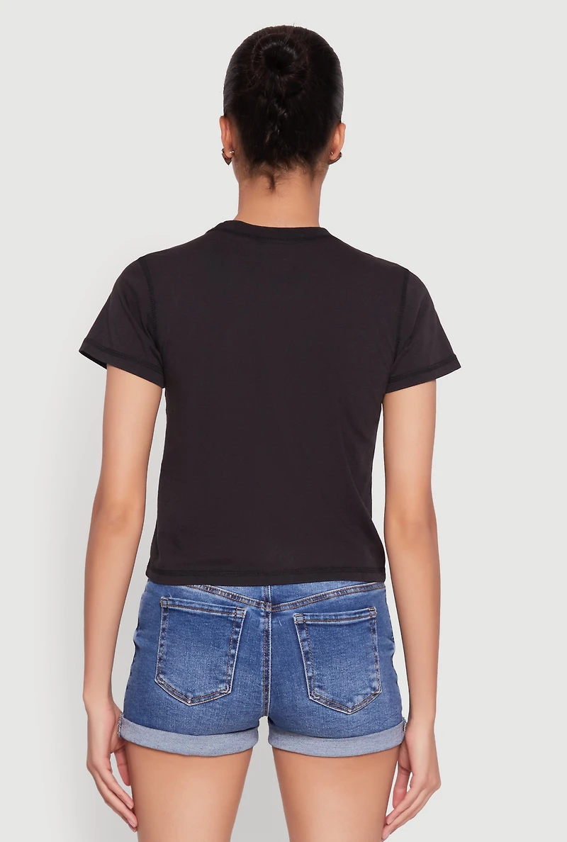Womens NBA New York Knicks Cropped Tee, Black, Size XL