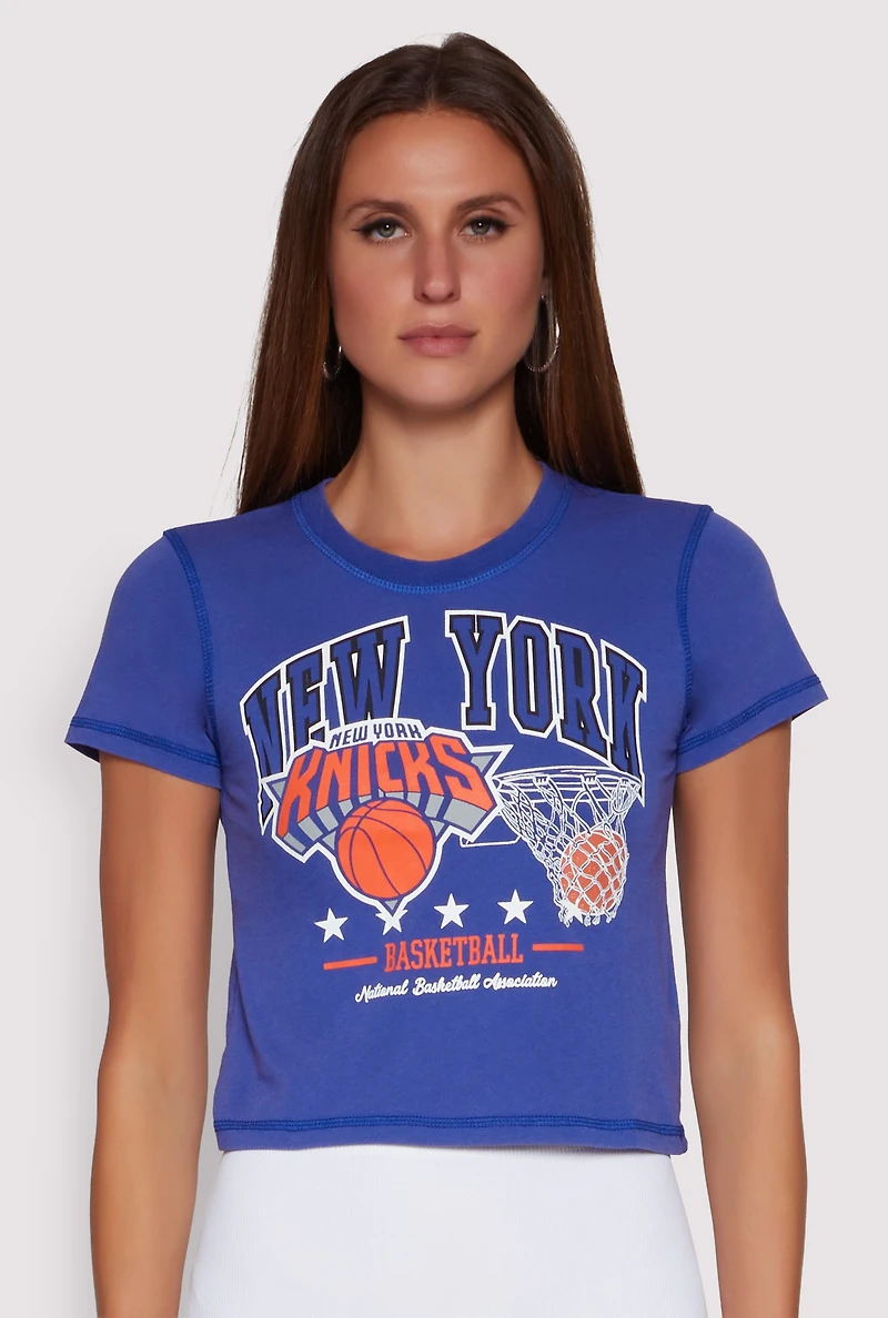 Womens NBA New York Knicks Crop Top, Blue,