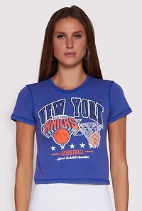 Womens NBA New York Knicks Crop Top, Blue,