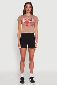 Womens NBA Chicago Bulls Graphic Crop Top, Brown, Size XL