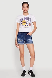 Womens NBA Los Angeles Lakers Cropped Graphic Tee, White,