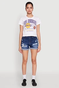 Womens NBA Los Angeles Lakers Cropped Graphic Tee, White, Size M