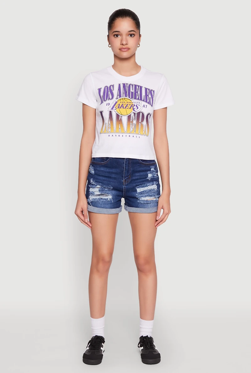 Womens NBA Los Angeles Lakers Cropped Top, White, Size L
